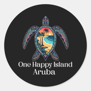 Adesivo Redondo Aruba One Happy Island Aruban Souvenir Me Vacina
