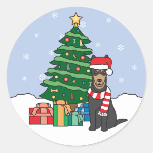 Adesivo Redondo Árvore australiana do Kelpie e de Natal