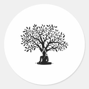 Adesivo Redondo Árvore Bodhi Meditação Yoga Budismo Budista