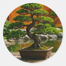 Adesivo Redondo Árvore Bonsai do Dragão do Equilíbrio