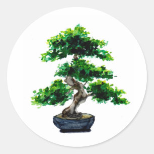 Adesivo Redondo Árvore Bonsai Japonês