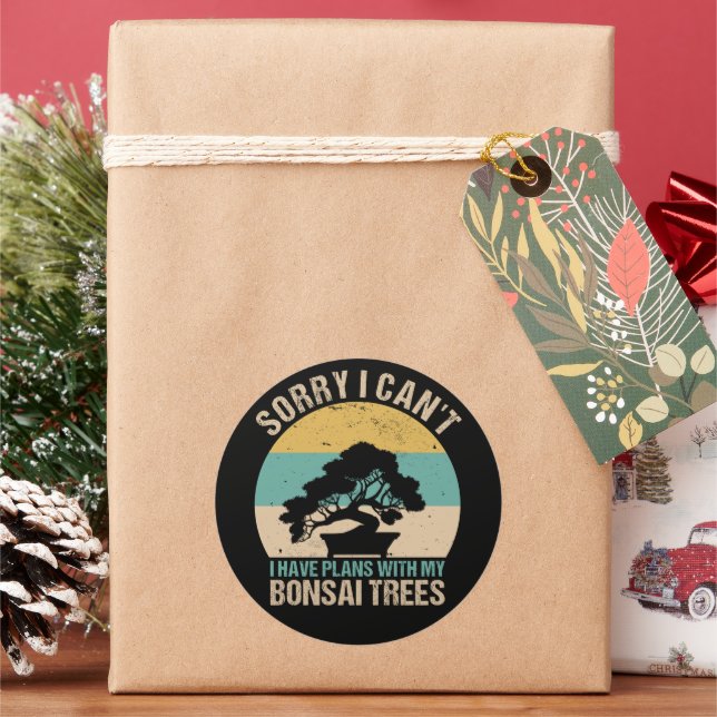 Adesivo Redondo Árvore Bonsai - Jardinagem Legal do trevo das plan (Feriado)