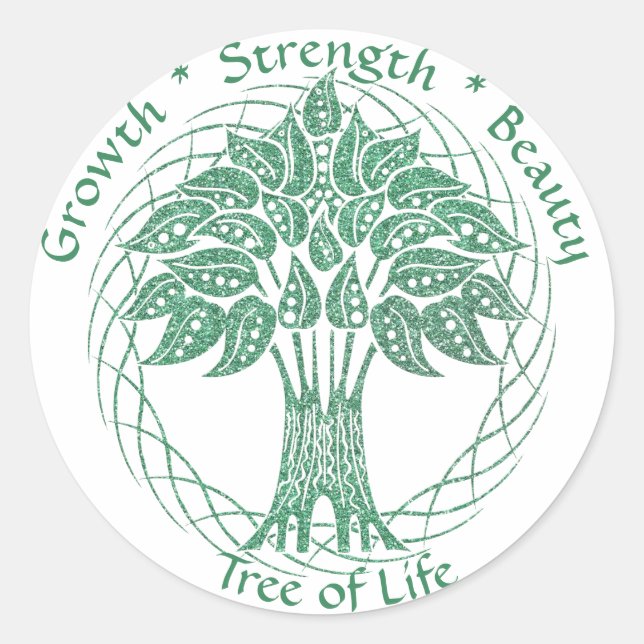 Adesivo Redondo Árvore brilhante verde da força de crescimento da  (Frente)