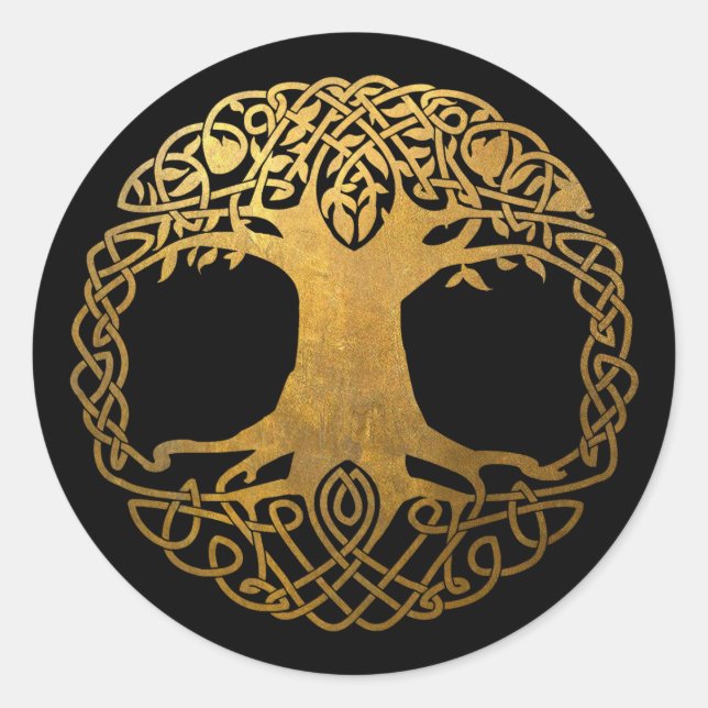 Adesivo Redondo Árvore Celta do ouro da Vida (Frente)