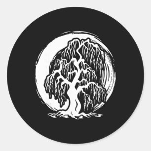 Adesivo Redondo Árvore Chorona da Mindfulness Meditação Budista