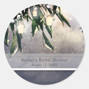 Adesivo Redondo Árvore Chorona e Luzes de Jarro de Mason Favor de 