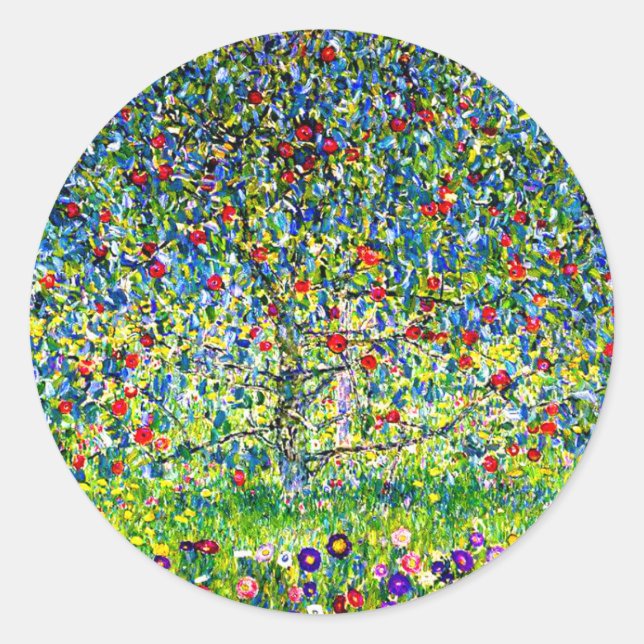 Adesivo Redondo Árvore da Apple Gustav Klimt (Frente)