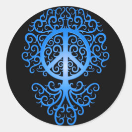 Adesivo Redondo Árvore da Paz, azul e preto