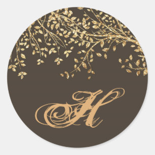 Adesivo Redondo árvore da queda do outono da folha Dourado do sel