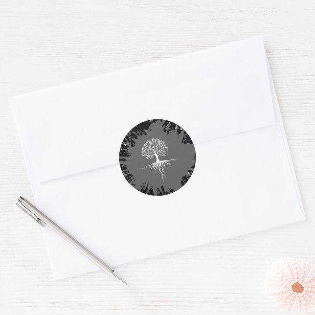 Adesivo Redondo Árvore da Vida com Salpicos (Envelope)