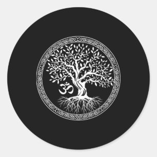 Adesivo Redondo Árvore Da Vida Com Símbolo Om Yoga Zen Meditação S