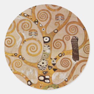 Adesivo Redondo Árvore da vida de Gustav Klimt, Stylized Art Nouv