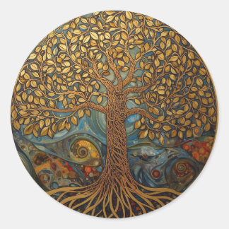 Adesivo Redondo Árvore da Vida de William Morris Vintage Pré-Rafae