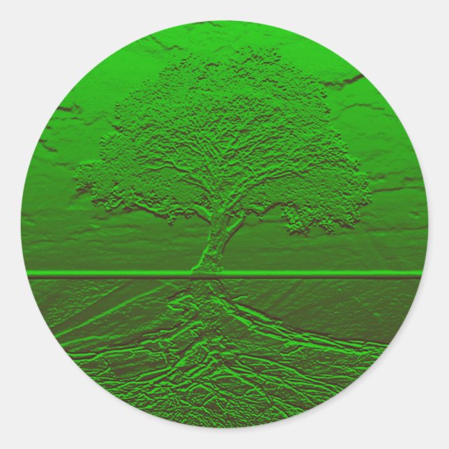Adesivo Redondo Árvore da Vida Energia Verde (Frente)