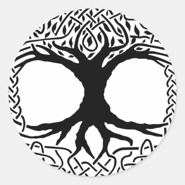 Adesivo Redondo Árvore da vida Yggdrasil Norse wicca mythology (Frente)