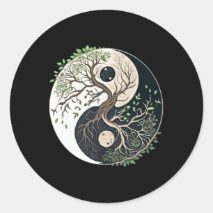 Adesivo Redondo Árvore Da Vida Yin Yang Yoga Nature Lance Arte