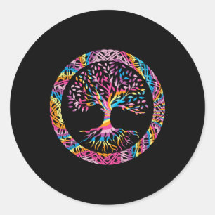 Adesivo Redondo Árvore Da Vida Yoga Chakra Astrologia Yggdrasil Ce