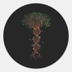 Adesivo Redondo Árvore de DNA Genética Engraçado Dia da Terra Plan