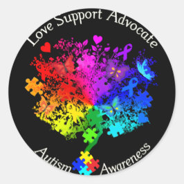 Adesivo Redondo Árvore de Espectro Autismo
