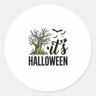 Adesivo Redondo Árvore de Halloween É Halloween Vintage Assustador