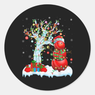 Adesivo Redondo Árvore de Iluminação de Natal Palhaço Snowman Cric