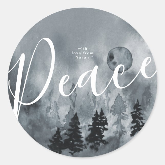 Adesivo Redondo Árvore de Marinho de Neve de Natal Round Stick (Frente)