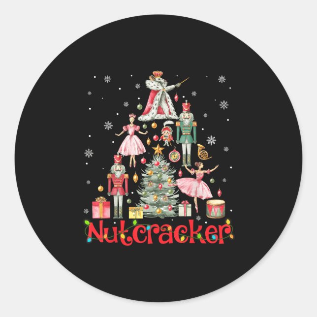 Adesivo Redondo Árvore de Natal 2024, Esquadrão Nutcracker Engraça (Frente)