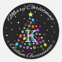 Adesivo Redondo Árvore de Natal Autism Snowflake
