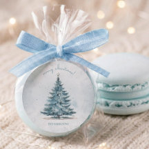 Árvore de Natal Azul Prata Aquarela Elegante