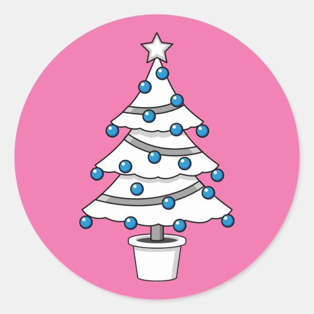 Adesivo Redondo Árvore de Natal Branco (Frente)