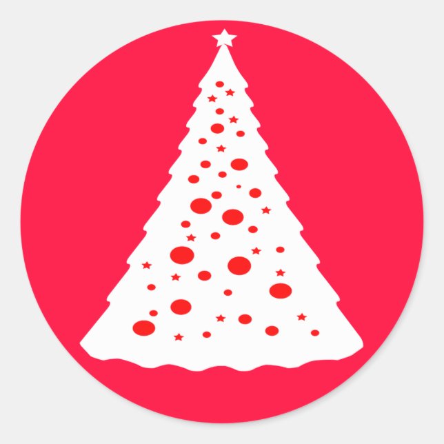 ADESIVO REDONDO ÁRVORE DE NATAL BRANCO (Frente)