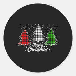 Adesivo Redondo Árvore de Natal Buffalo Xadrez Vermelha White Gree