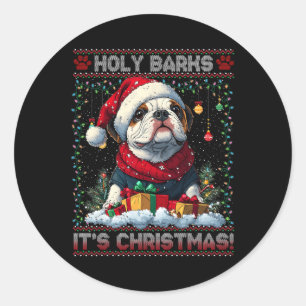 Adesivo Redondo Árvore de Natal Bulldog Desorte Cachorros