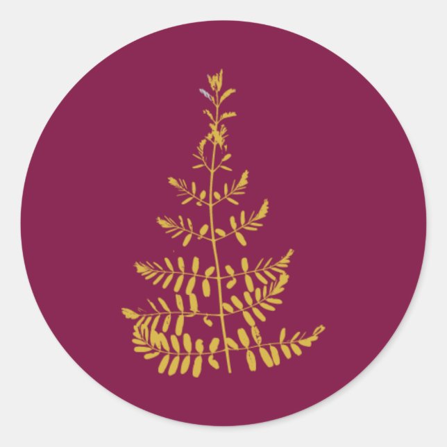 Adesivo Redondo Árvore de Natal Burgundy e Dourado (Frente)
