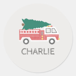 Adesivo Redondo Árvore de Natal Clássica do Chalk em um Firecaminh