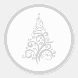 Adesivo Redondo Árvore de Natal com vareta de cinza prateada