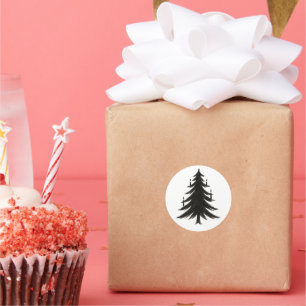 Adesivo Redondo Árvore de Natal com Velas – Design de Pincel de Ti