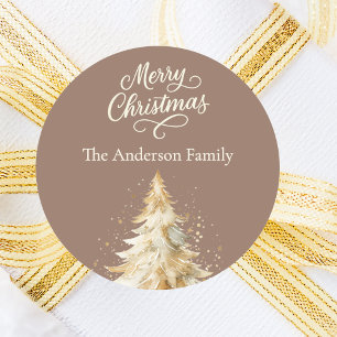 Adesivo Redondo Árvore de Natal creme de mocha