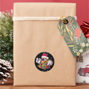 Adesivo Redondo Árvore de Natal da Pizza - Comida engraçada do N