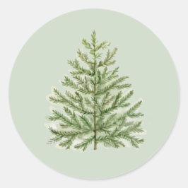 Adesivo Redondo Árvore de Natal de Aquarela