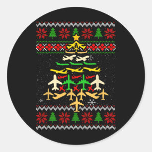 Adesivo Redondo Árvore de natal de avião Decorati Ugly Xmas Sweate