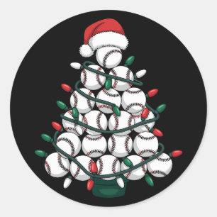 Adesivo Redondo Árvore de Natal de Beisebol Papai Noel Esportes