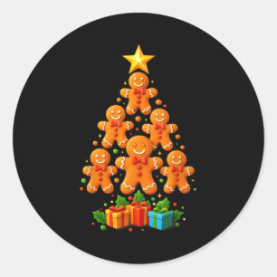 Adesivo Redondo Árvore de Natal de Biscoito de Gengibre Natal Fofa
