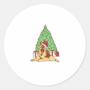 Adesivo Redondo Árvore de Natal de Cachorro - Feliz Natal