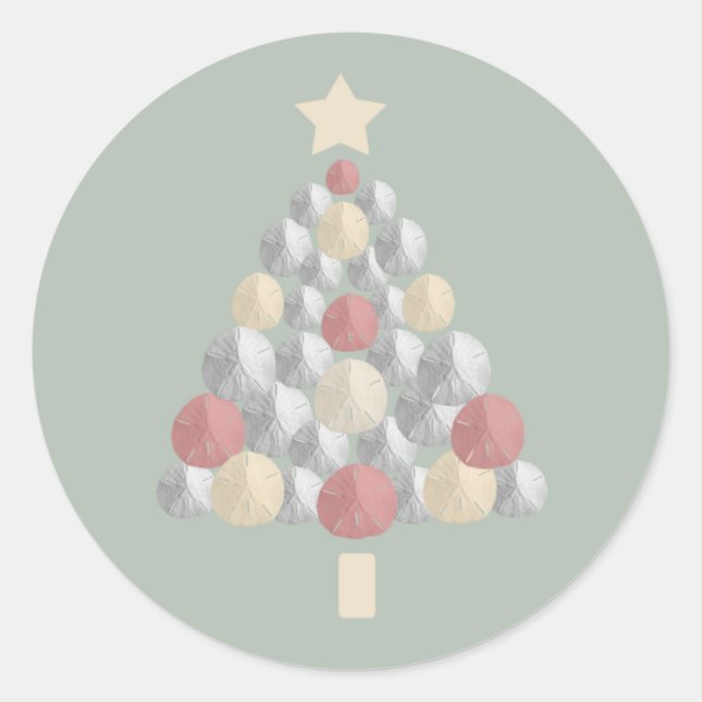 Adesivo Redondo Árvore de Natal de Dólar de areia (verde) (Frente)