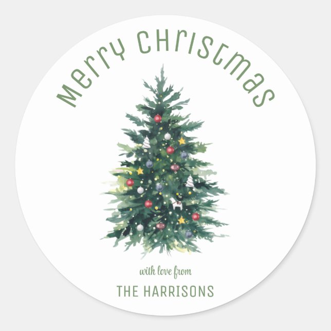 Adesivo Redondo Árvore de Natal de Férias (Frente)