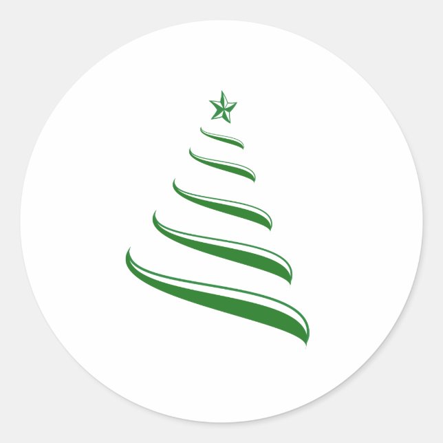 Adesivo Redondo Árvore de Natal de Fita Verde Clássica (Frente)