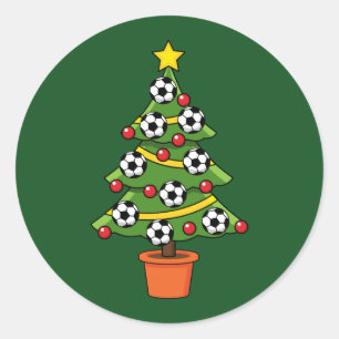 Adesivo Redondo Árvore de Natal de Futebol