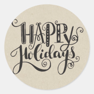 Adesivo Redondo Árvore de Natal de Kraft Holiday FELIZ HOLIDAYS