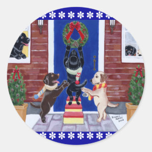 Adesivo Redondo Árvore de Natal de labrador retriever